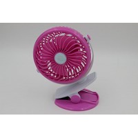 Taousa 70240 5-inch Vanes Portable Mini Clip-on Rechargeable Fan Outdoor Cooling Fan  Battery / USB Powered  Adjustable Speeds  with Battery and USB Charge Cable  Color Pink - B013DPJ608